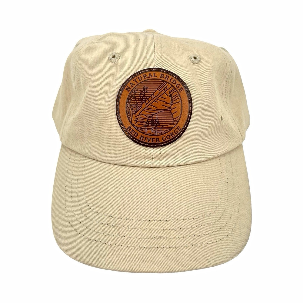 Natural Bridge Red River Gorge Hat Cap Leather Patch Khaki Dad Hat Souvenir